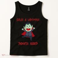 Cute Save A Vampire Donate Blood Vampire Halloween Tank Top thumb 2