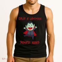 Cute Save A Vampire Donate Blood Vampire Halloween Tank Top thumb 3