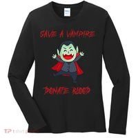 Cute Save A Vampire Donate Blood Vampire Halloween Women's Long Sleeve Shirt thumb 0