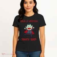 Cute Save A Vampire Donate Blood Vampire Halloween Women's T-Shirt thumb 4