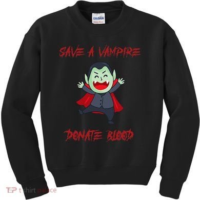 Cute Save A Vampire Donate Blood Vampire Halloween Kids Sweatshirt