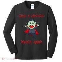 Cute Save A Vampire Donate Blood Vampire Halloween Kids Long Sleeve Shirt thumb 0