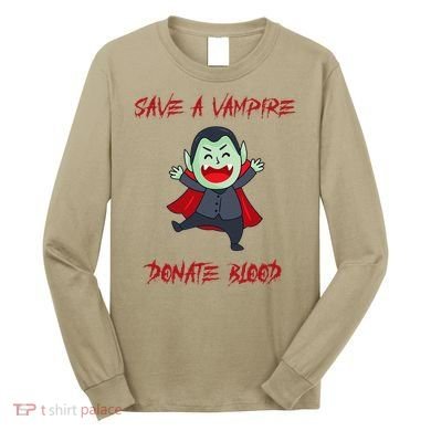 Cute Save A Vampire Donate Blood Vampire Halloween Long Sleeve Shirt