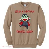 Cute Save A Vampire Donate Blood Vampire Halloween Sweatshirt thumb 0