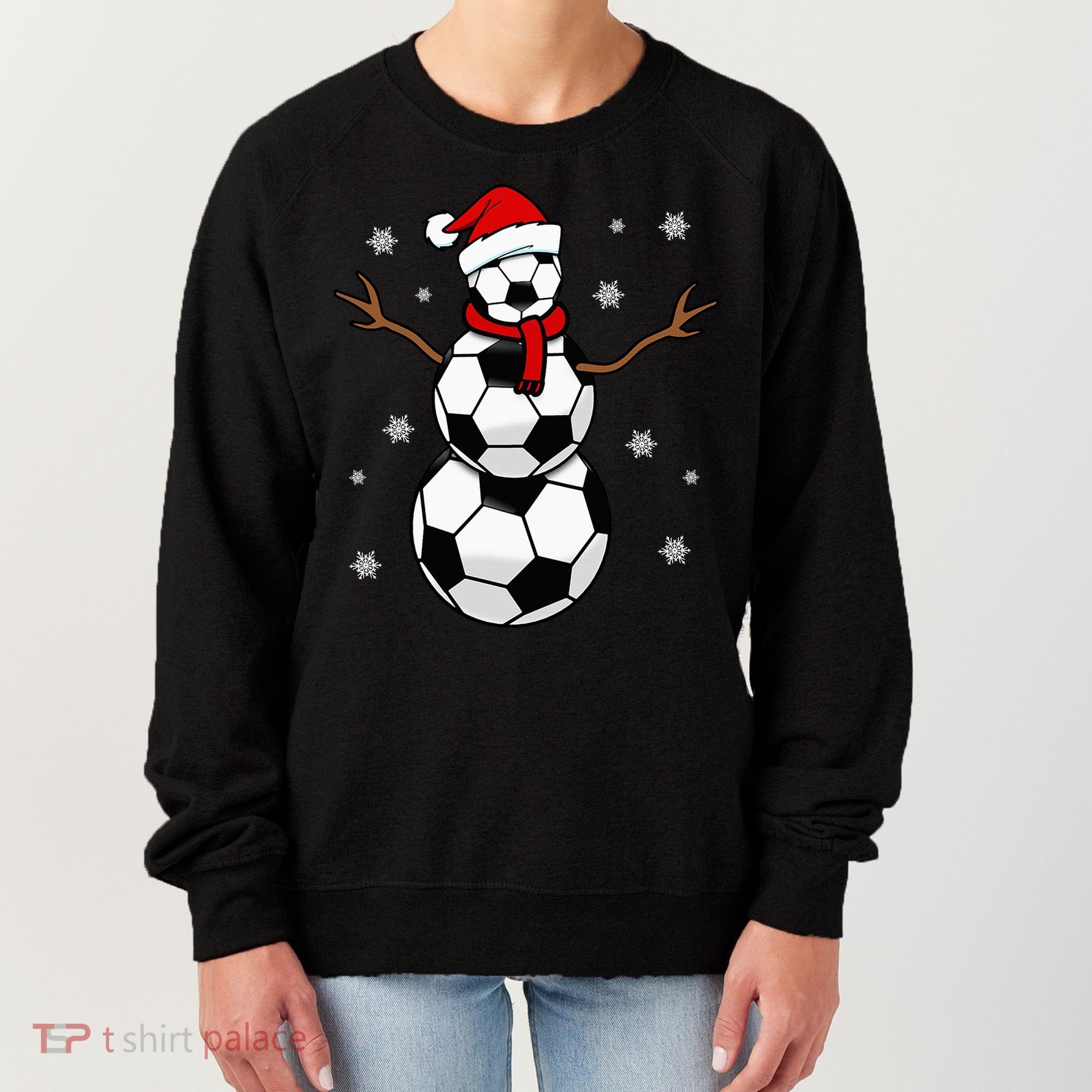 Christmas Soccer Ball Winter Snowman Women's Sweatshirt