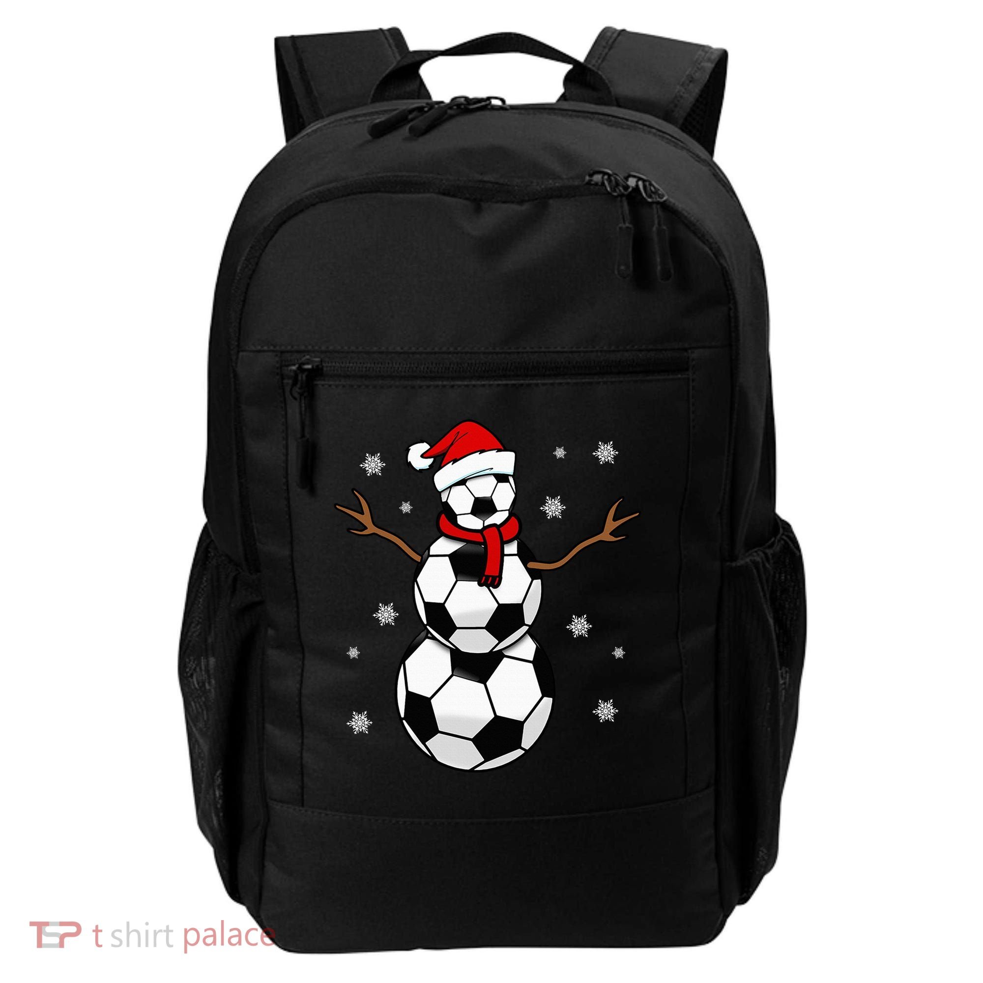 Christmas Soccer Ball Winter Snowman Backpack