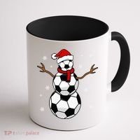 Christmas Soccer Ball Winter Snowman Coffee Mug thumb 1