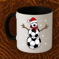 Christmas Soccer Ball Winter Snowman Coffee Mug thumb 2