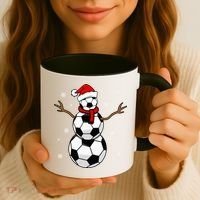 Christmas Soccer Ball Winter Snowman Coffee Mug thumb 3
