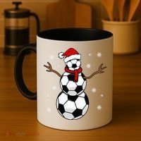Christmas Soccer Ball Winter Snowman Coffee Mug thumb 4