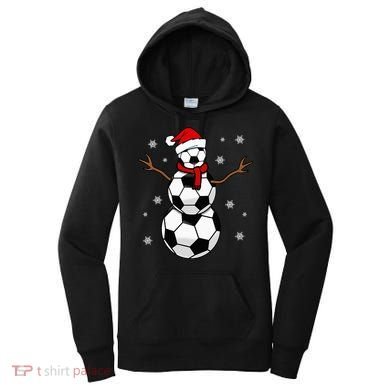 Christmas Soccer Ball Winter Snowman Women's Hoodie