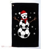 Christmas Soccer Ball Winter Snowman Golf Towel thumb 0
