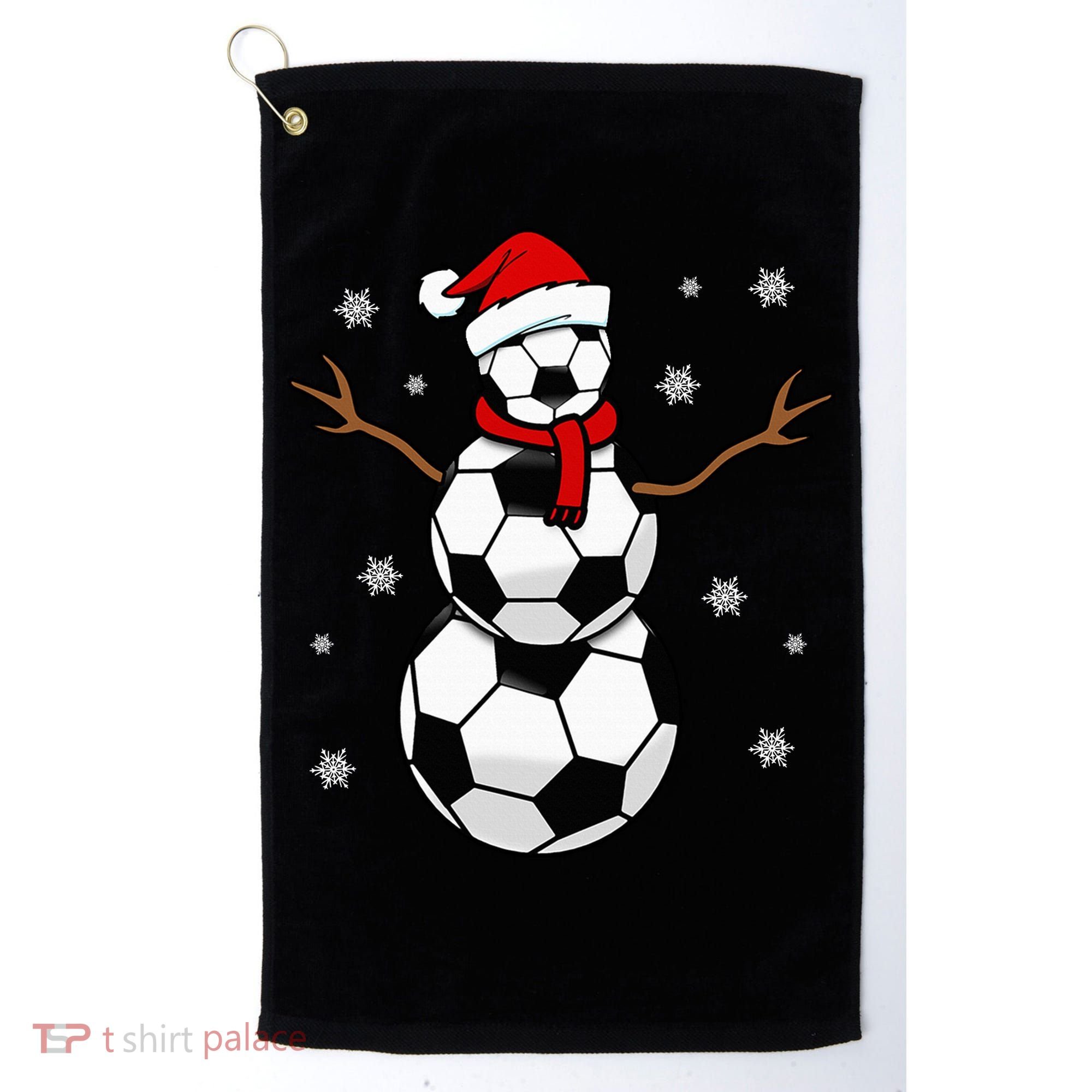 Christmas Soccer Ball Winter Snowman Golf Towel