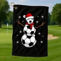 Christmas Soccer Ball Winter Snowman Golf Towel thumb 1
