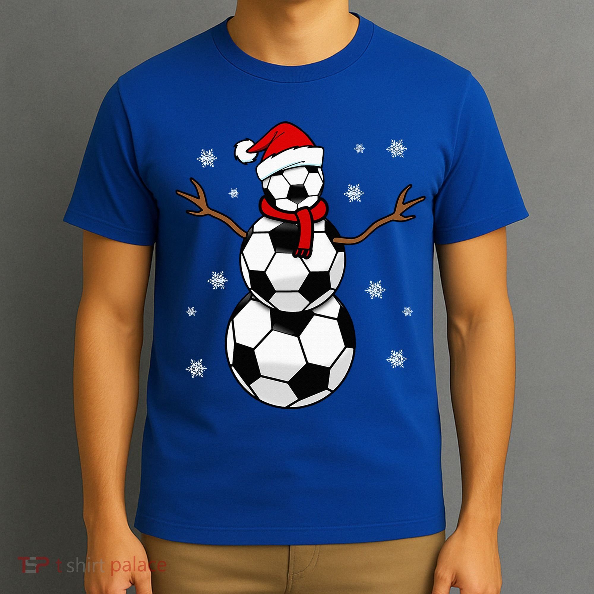 Christmas Soccer Ball Winter Snowman T-Shirt