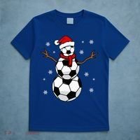 Christmas Soccer Ball Winter Snowman T-Shirt thumb 5