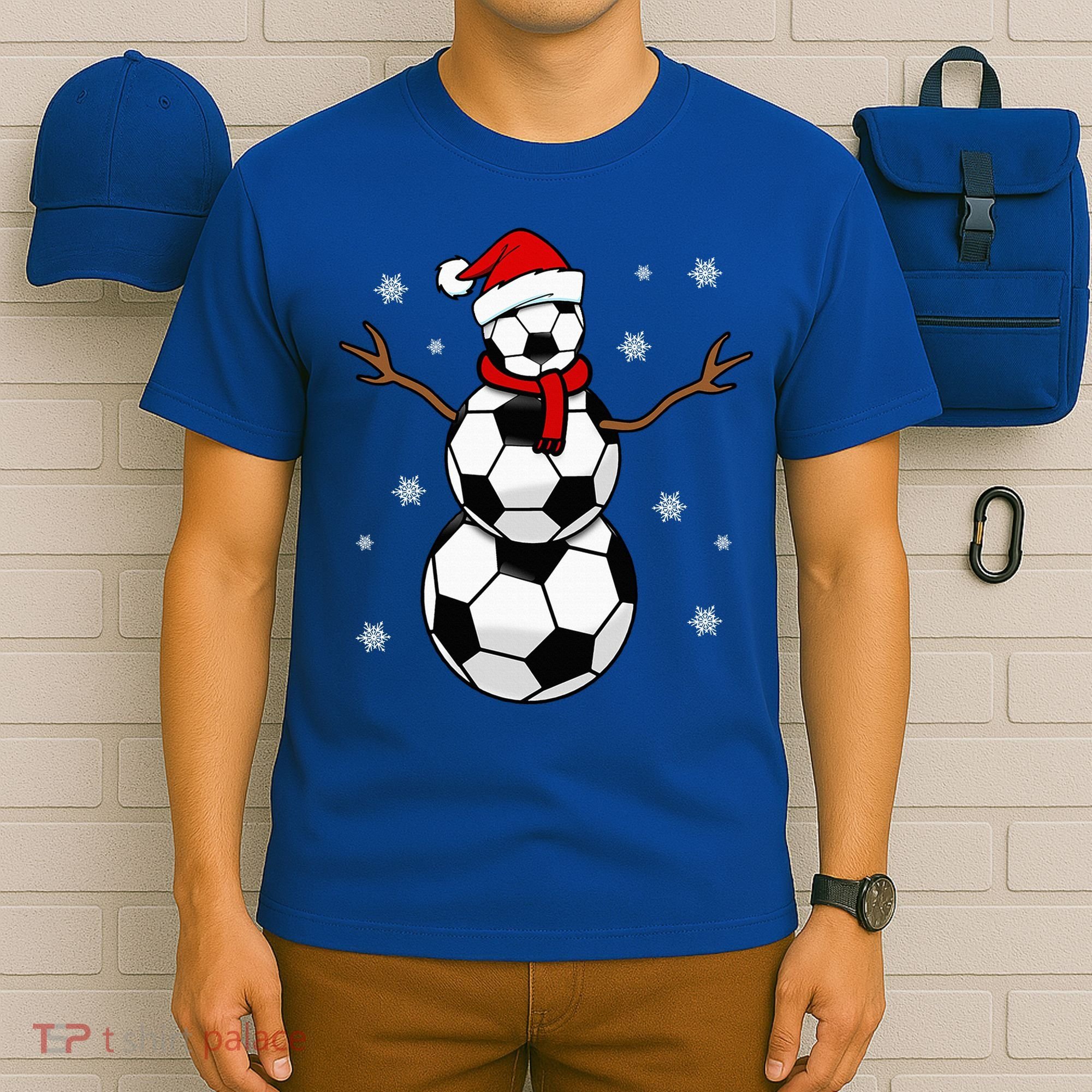 Christmas Soccer Ball Winter Snowman T-Shirt