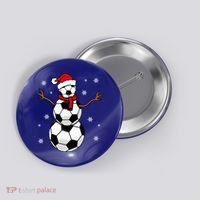 Christmas Soccer Ball Winter Snowman Button thumb 0