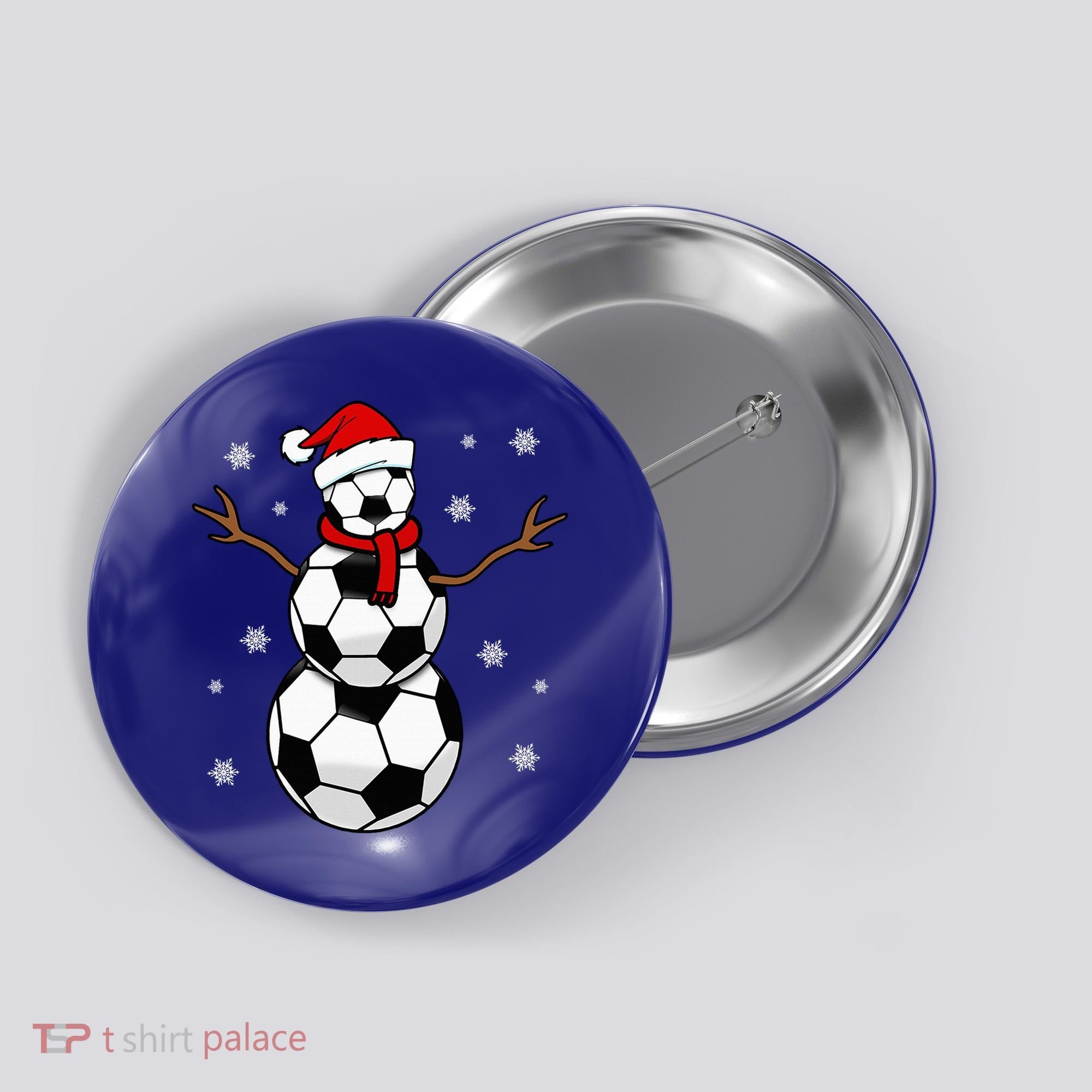 Christmas Soccer Ball Winter Snowman Button
