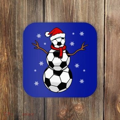 Christmas Soccer Ball Winter Snowman Coaster
