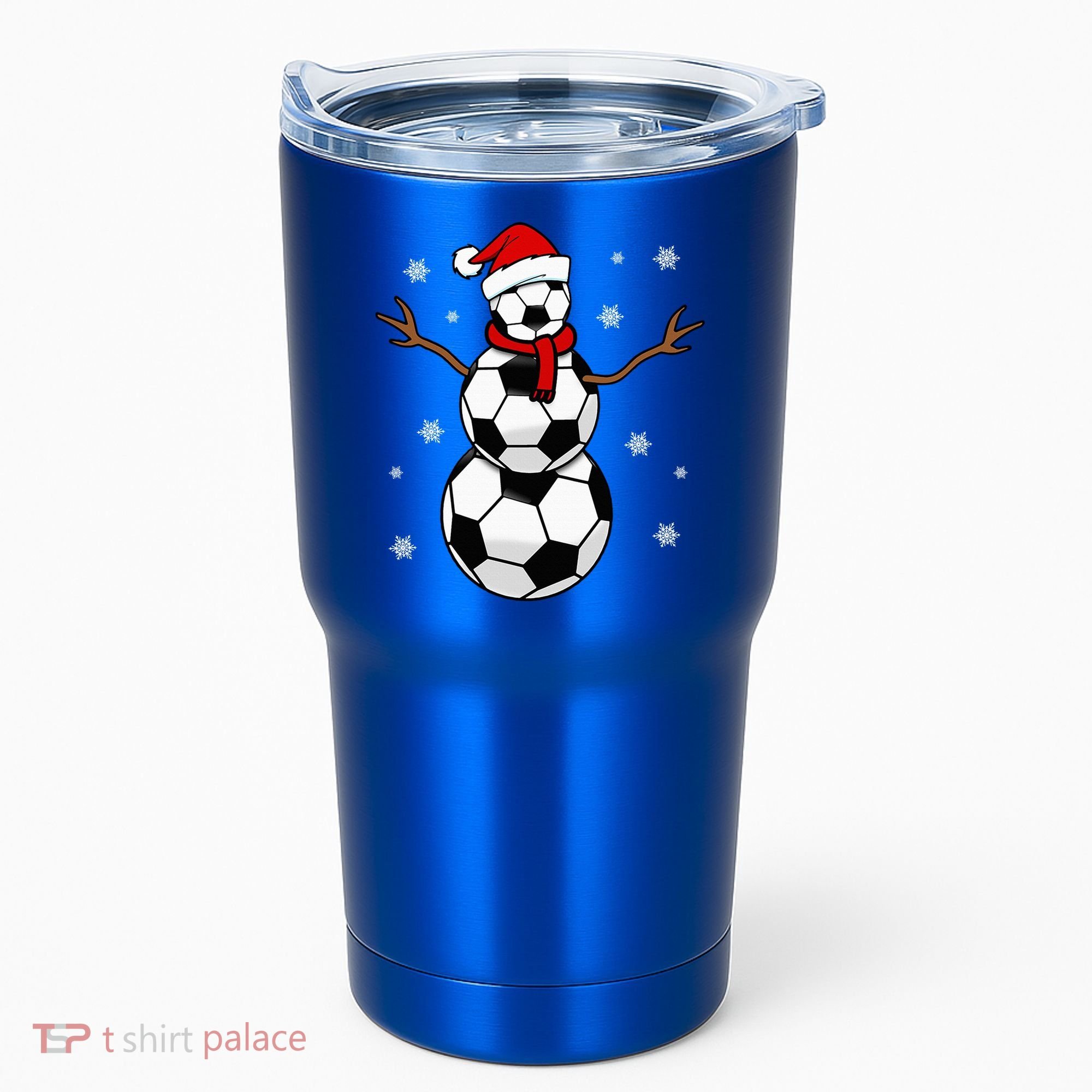 Christmas Soccer Ball Winter Snowman Tumbler