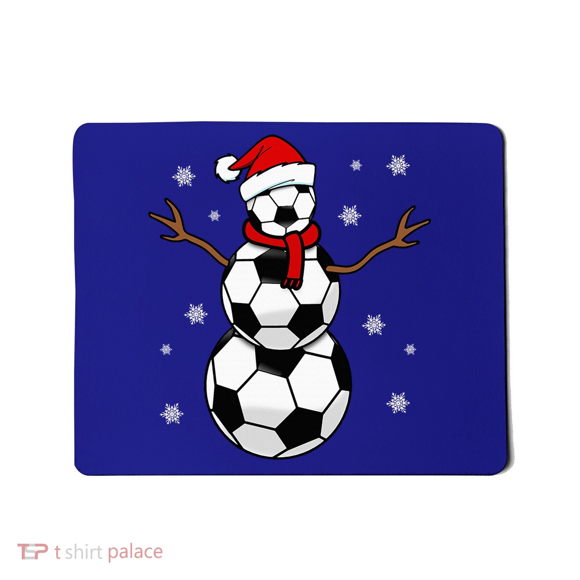 Christmas Soccer Ball Winter Snowman Mousepad