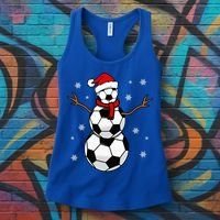 Christmas Soccer Ball Winter Snowman Women's Tank Top thumb 3