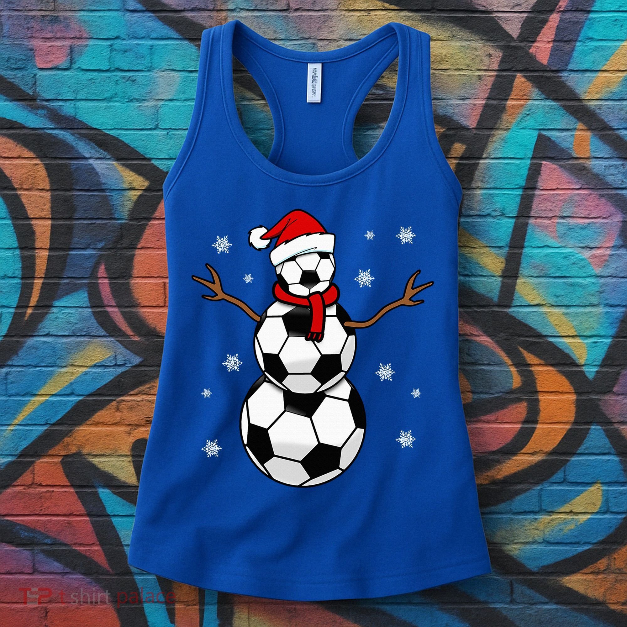 Christmas Soccer Ball Winter Snowman Women's Tank Top