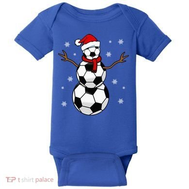 Christmas Soccer Ball Winter Snowman Baby Bodysuit