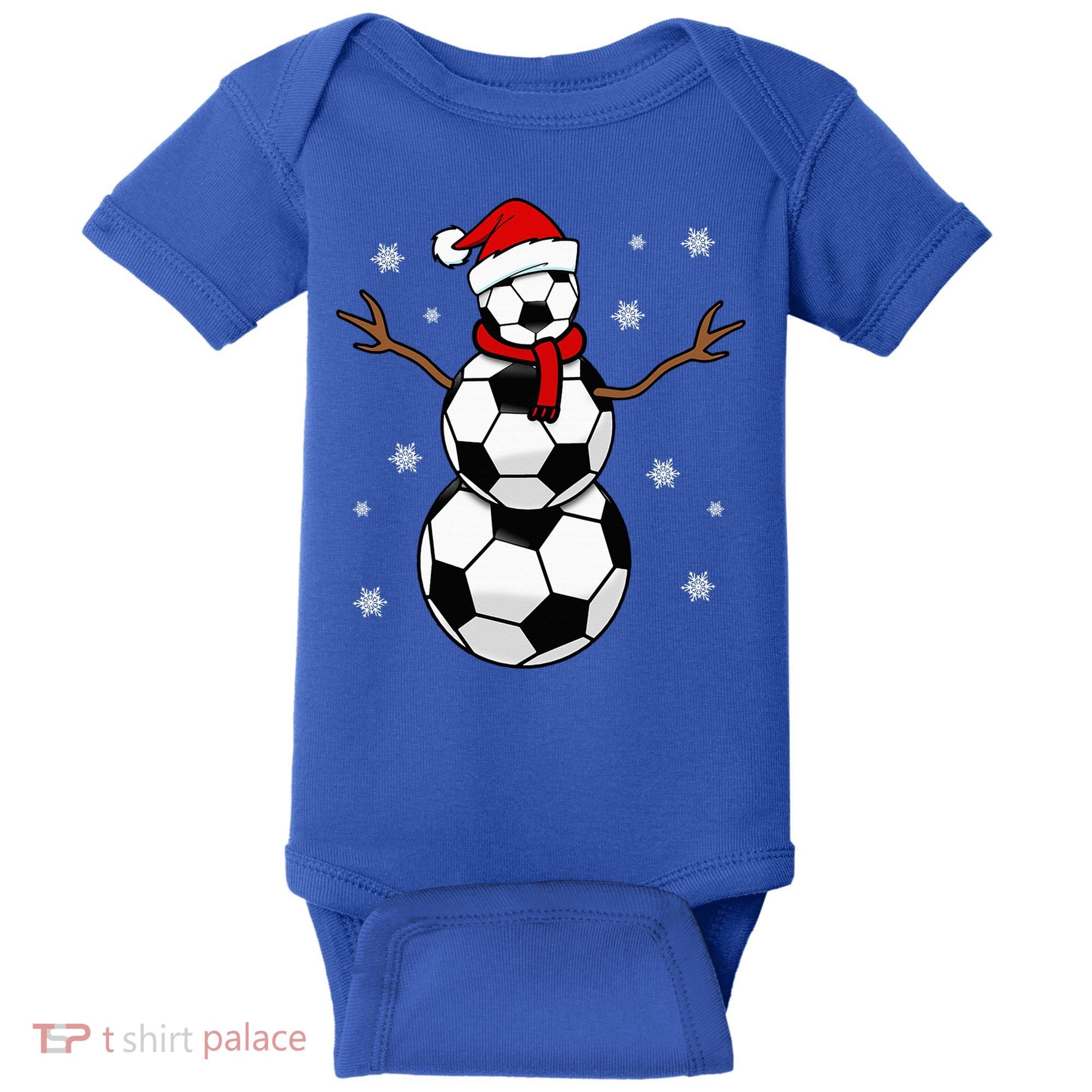 Christmas Soccer Ball Winter Snowman Baby Bodysuit
