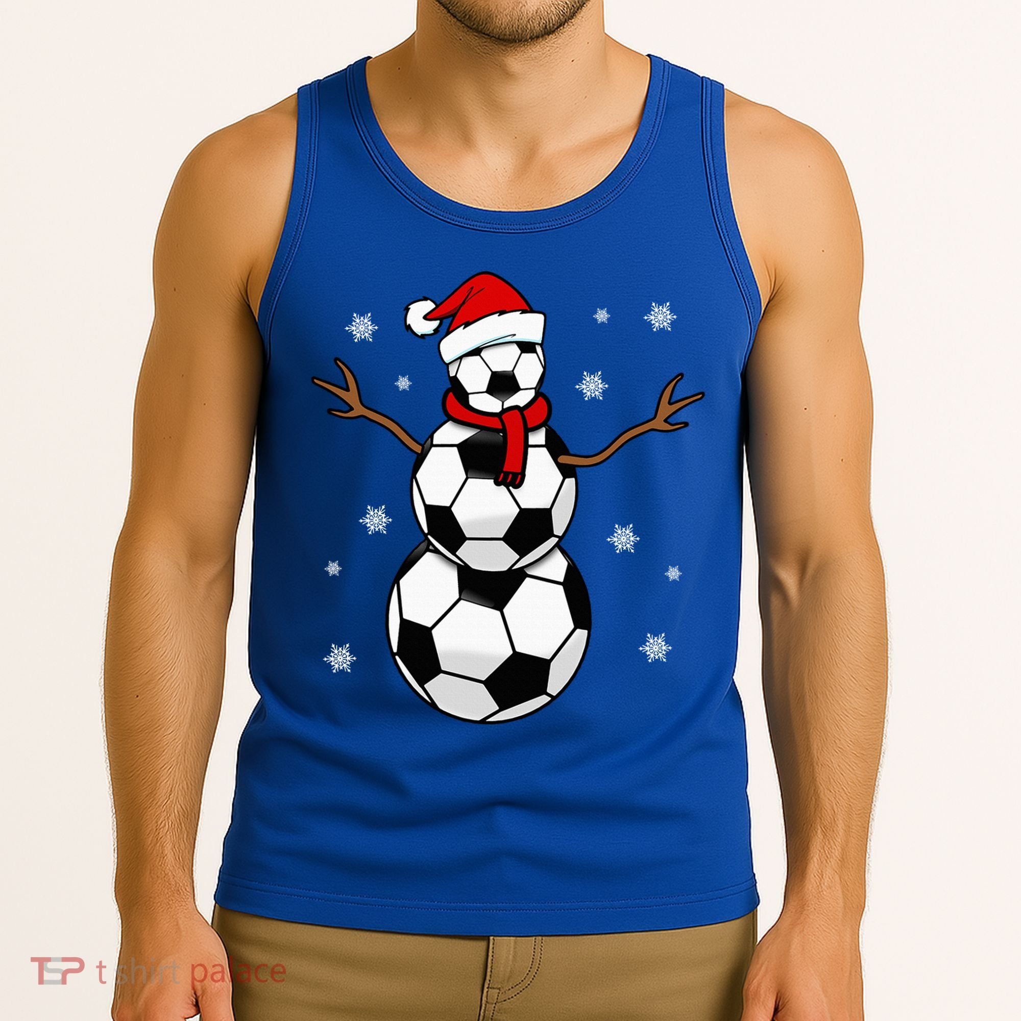 Christmas Soccer Ball Winter Snowman Tank Top