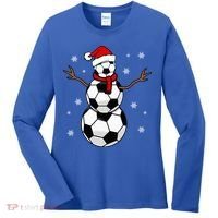 Christmas Soccer Ball Winter Snowman Women's Long Sleeve Shirt thumb 0