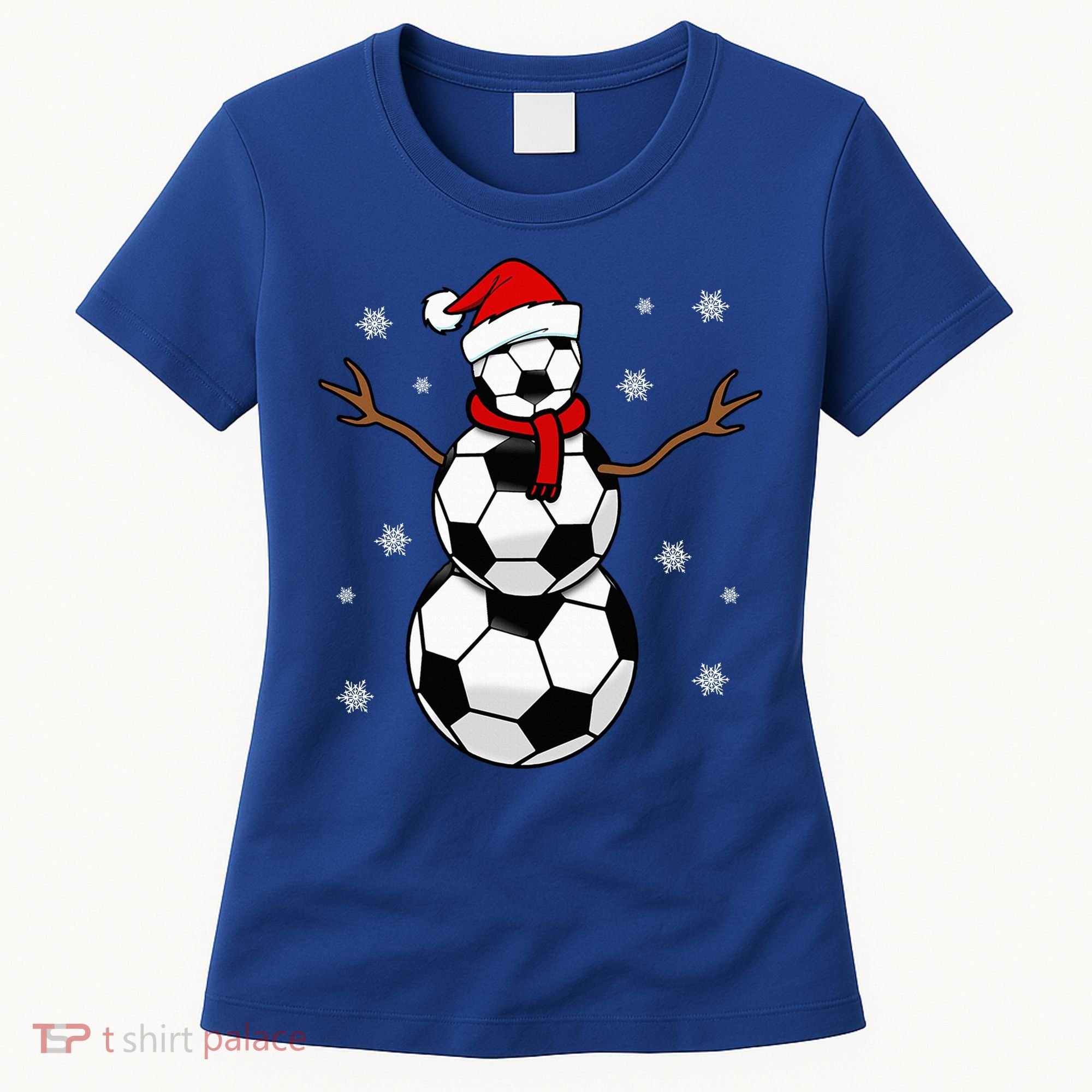 Christmas Soccer Ball Winter Snowman Women's T-Shirt