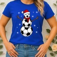 Christmas Soccer Ball Winter Snowman Women's T-Shirt thumb 2