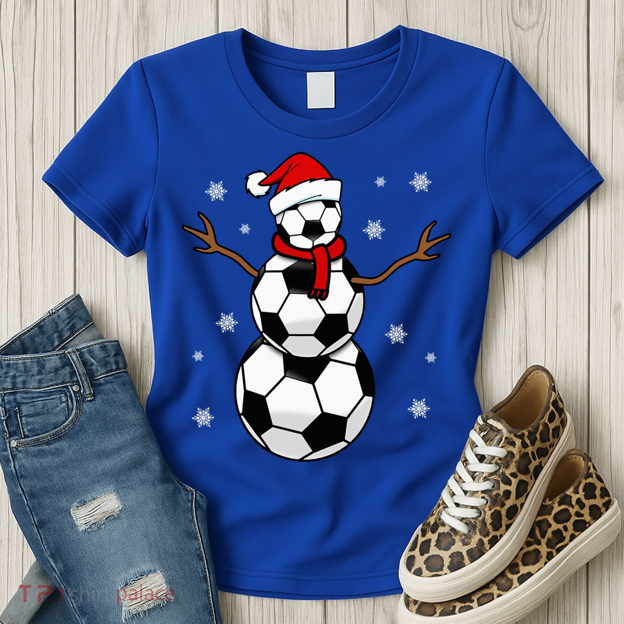 Christmas Soccer Ball Winter Snowman Women's T-Shirt