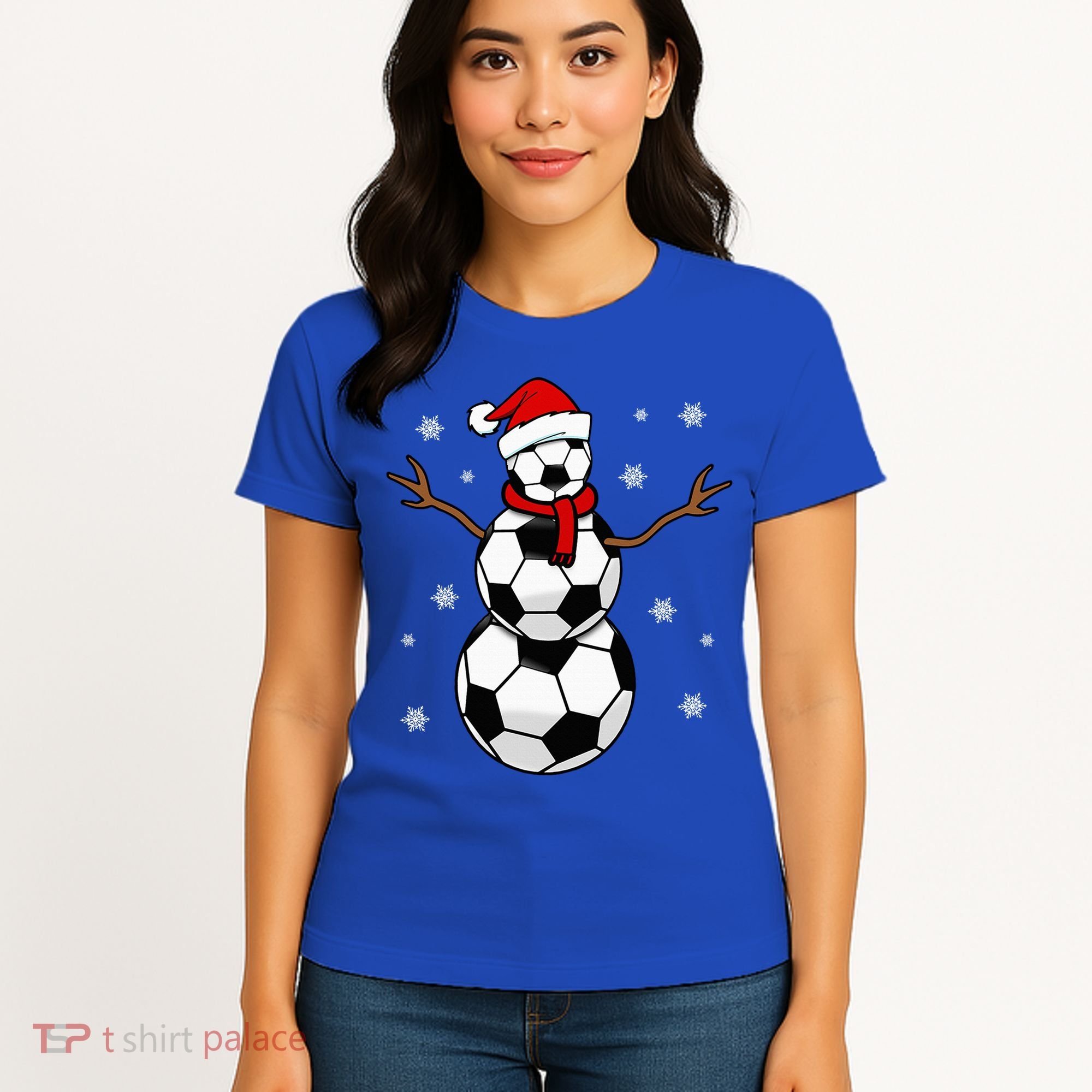 Christmas Soccer Ball Winter Snowman Women's T-Shirt