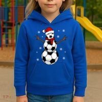 Christmas Soccer Ball Winter Snowman Kids Hoodie thumb 3