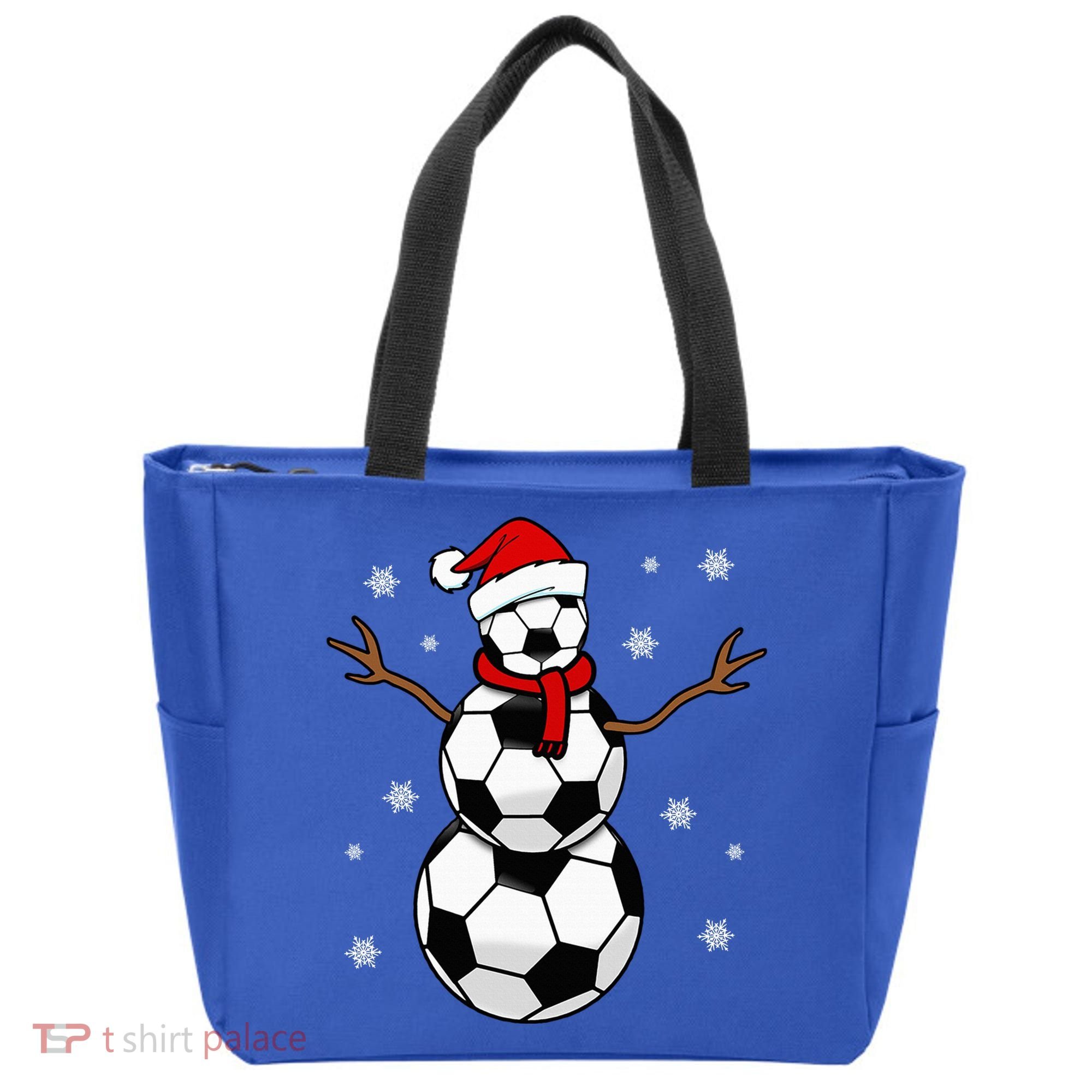 Christmas Soccer Ball Winter Snowman Tote Bag