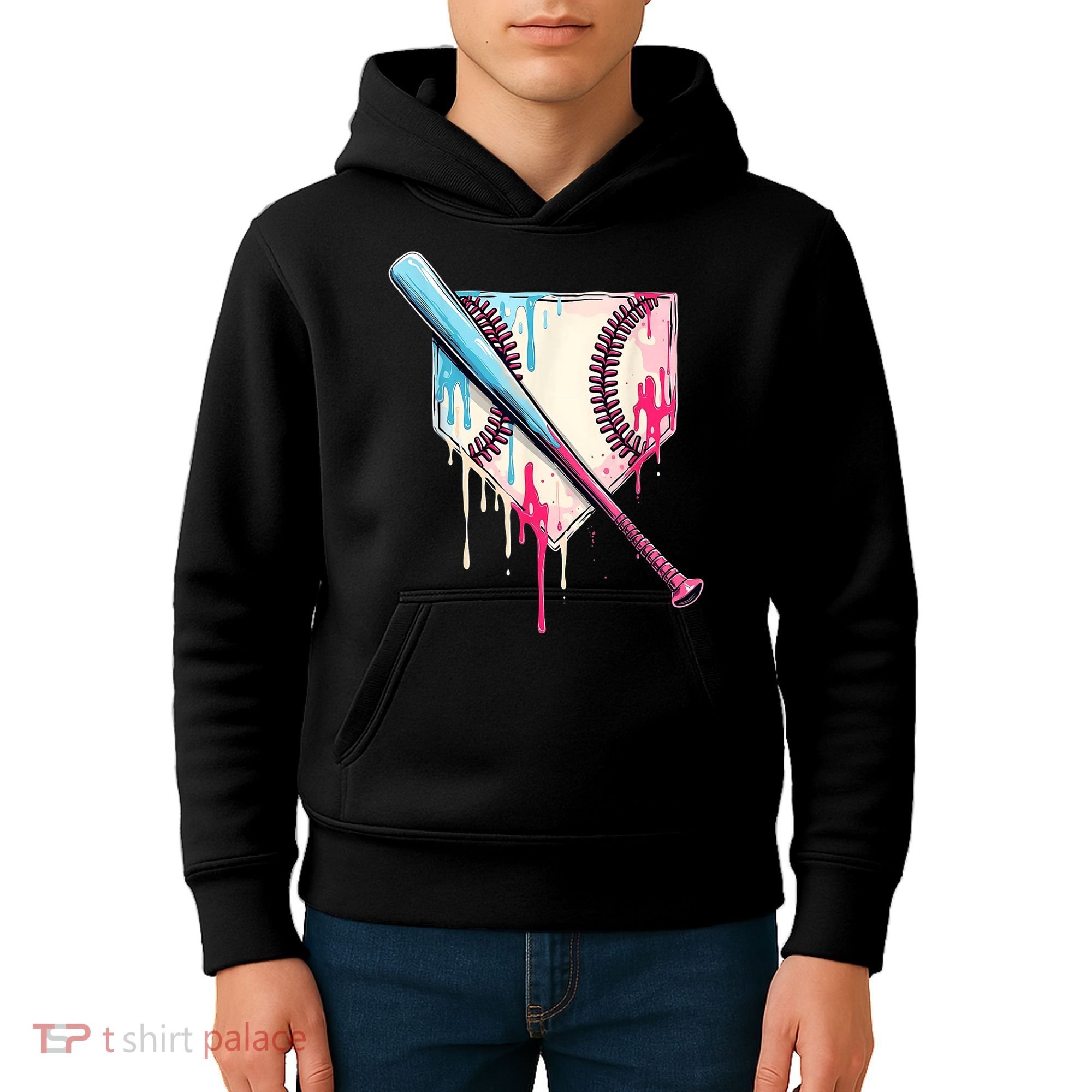 Cool Sport Baseballhome Plate Drip With Sprinkles Drip Kids Hoodie