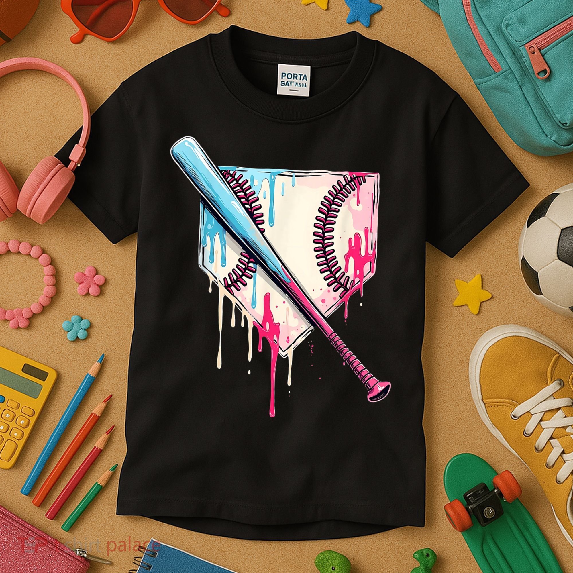 Cool Sport Baseballhome Plate Drip With Sprinkles Drip Kids T-Shirt