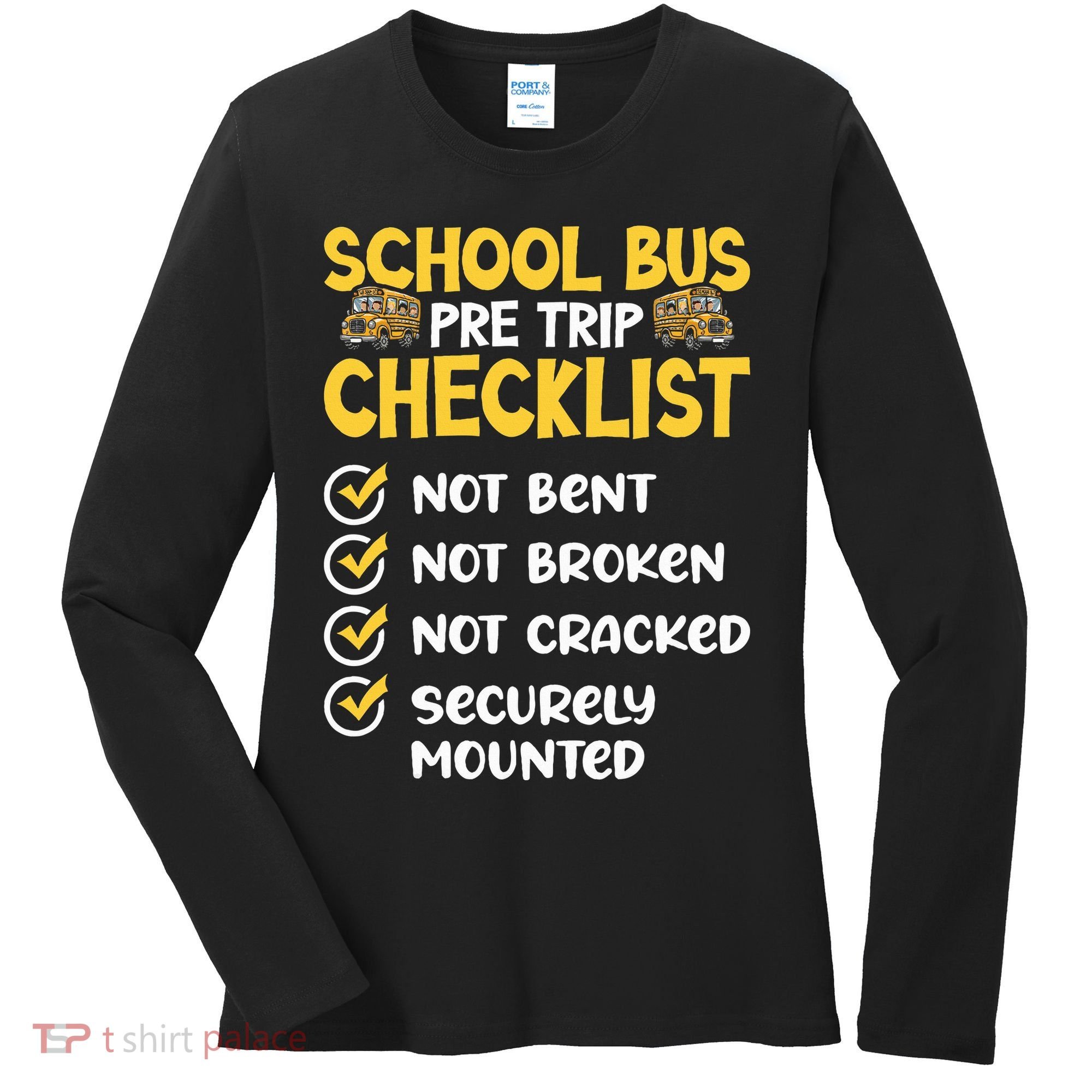 Cdl School Bus Driver Pretrip Trucking Retro Trucker Pride Women's Long Sleeve Shirt