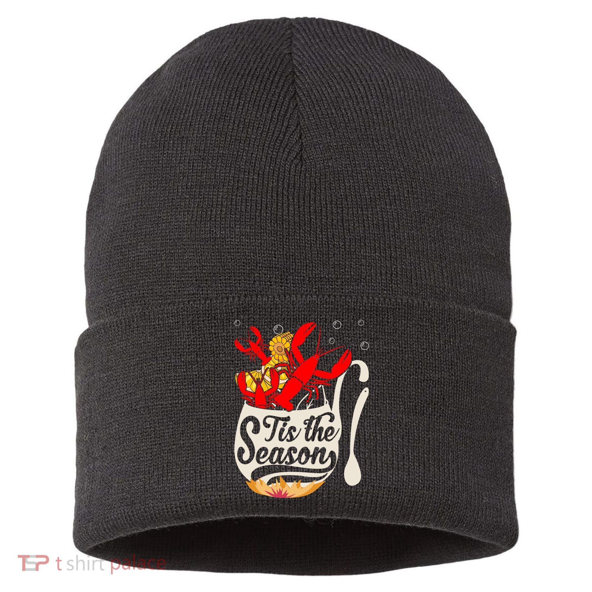 Crawfish Season Boil Funny Crayfish Eating Lobster Gift Sustainable Knit Beanie