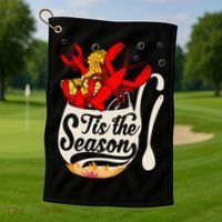 Crawfish Season Boil Funny Crayfish Eating Lobster Gift Golf Towel thumb 1