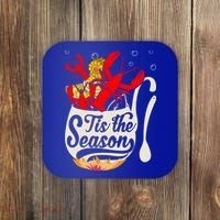 Crawfish Season Boil Funny Crayfish Eating Lobster Gift Coaster thumb 0