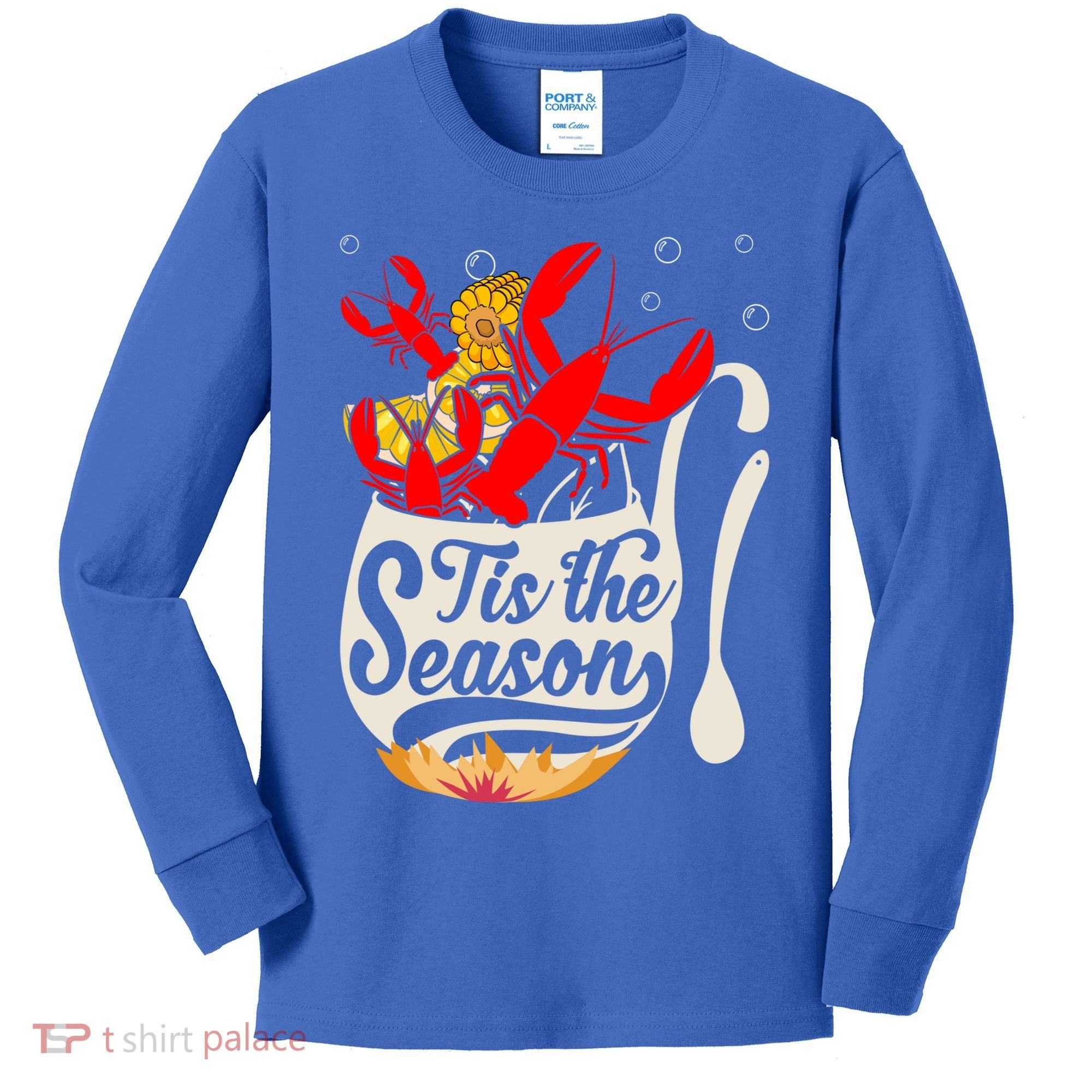 Crawfish Season Boil Funny Crayfish Eating Lobster Gift Kids Long Sleeve Shirt