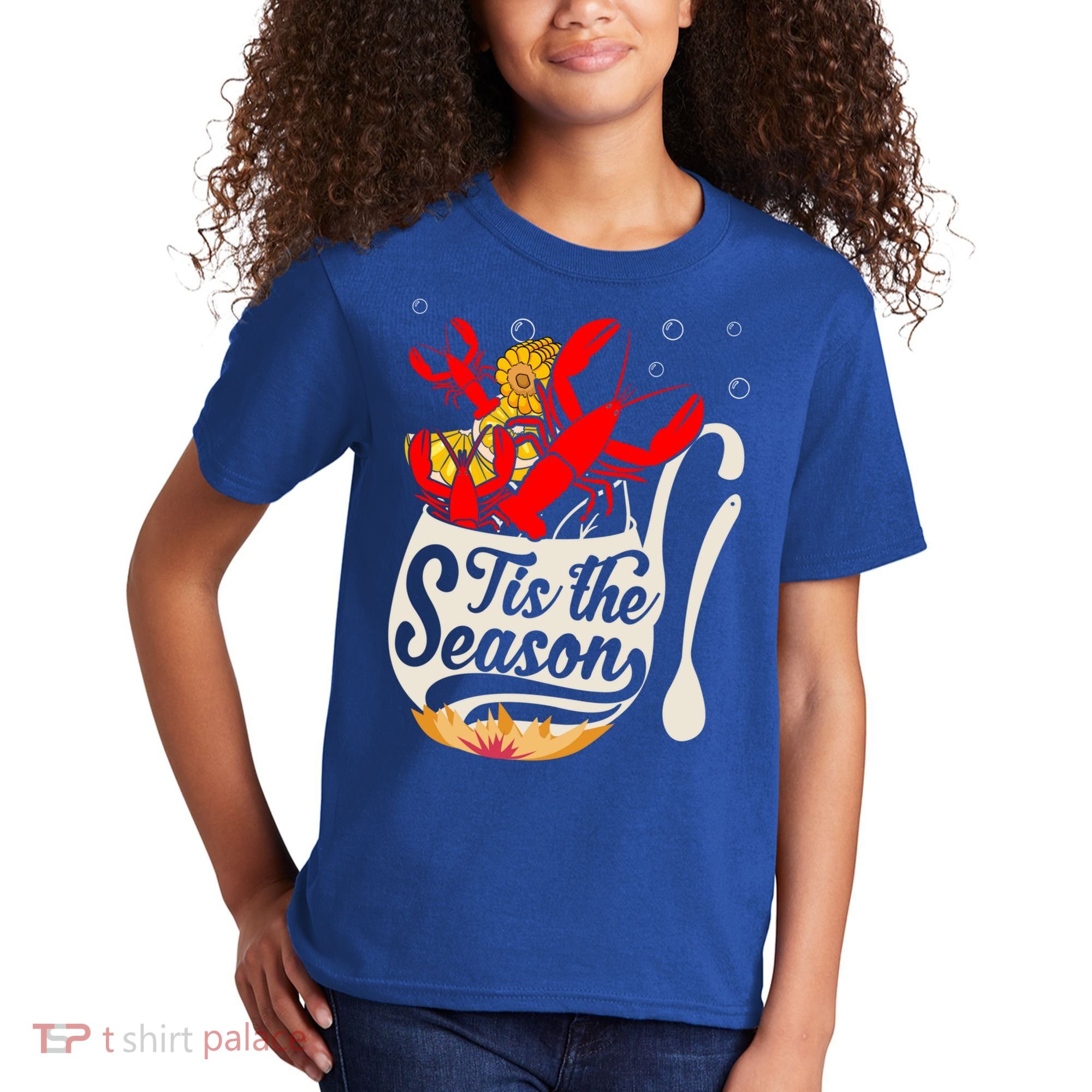 Crawfish Season Boil Funny Crayfish Eating Lobster Gift Kids T-Shirt