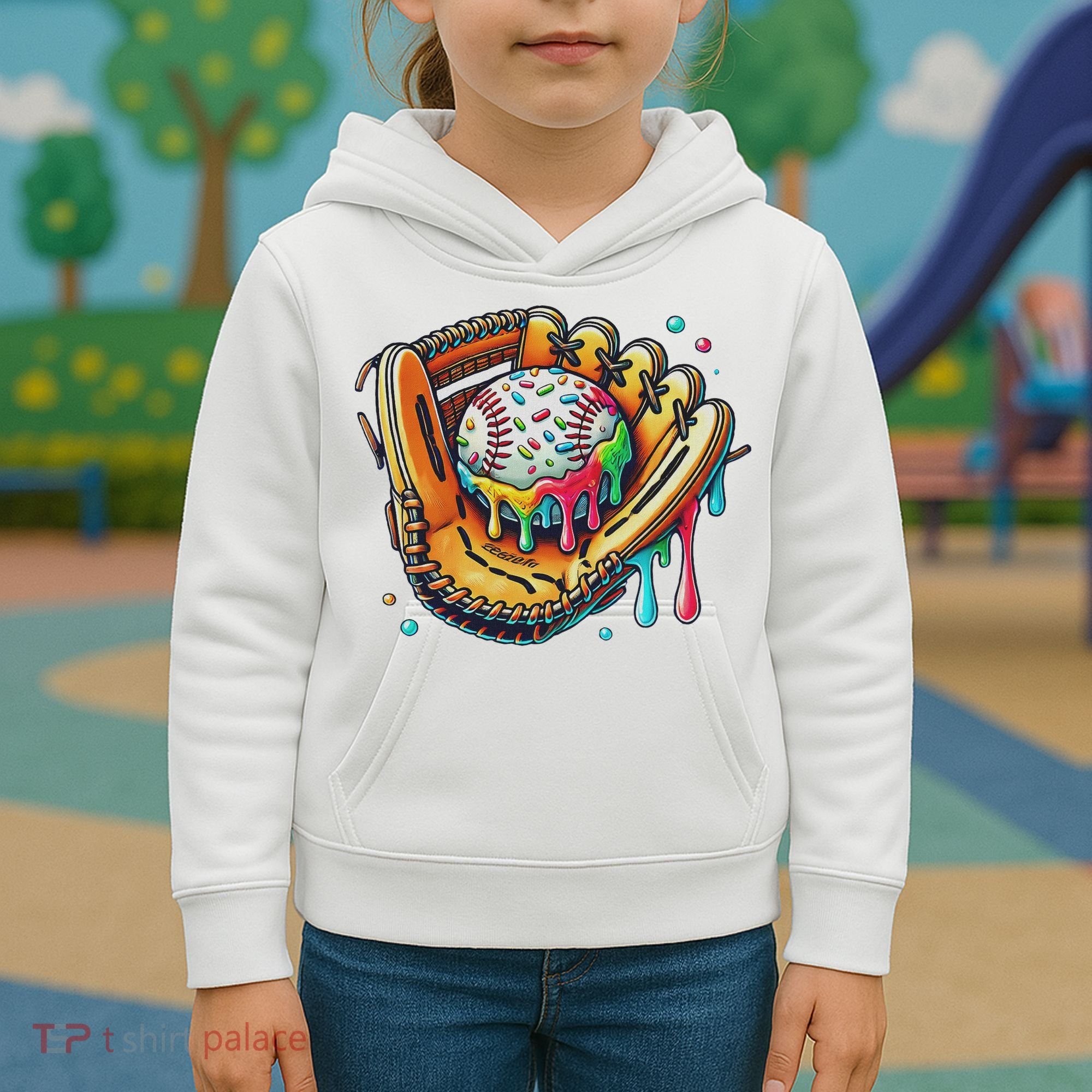 Cool Sport Baseball Glove Drip With Sprinkles Drip Kids Hoodie