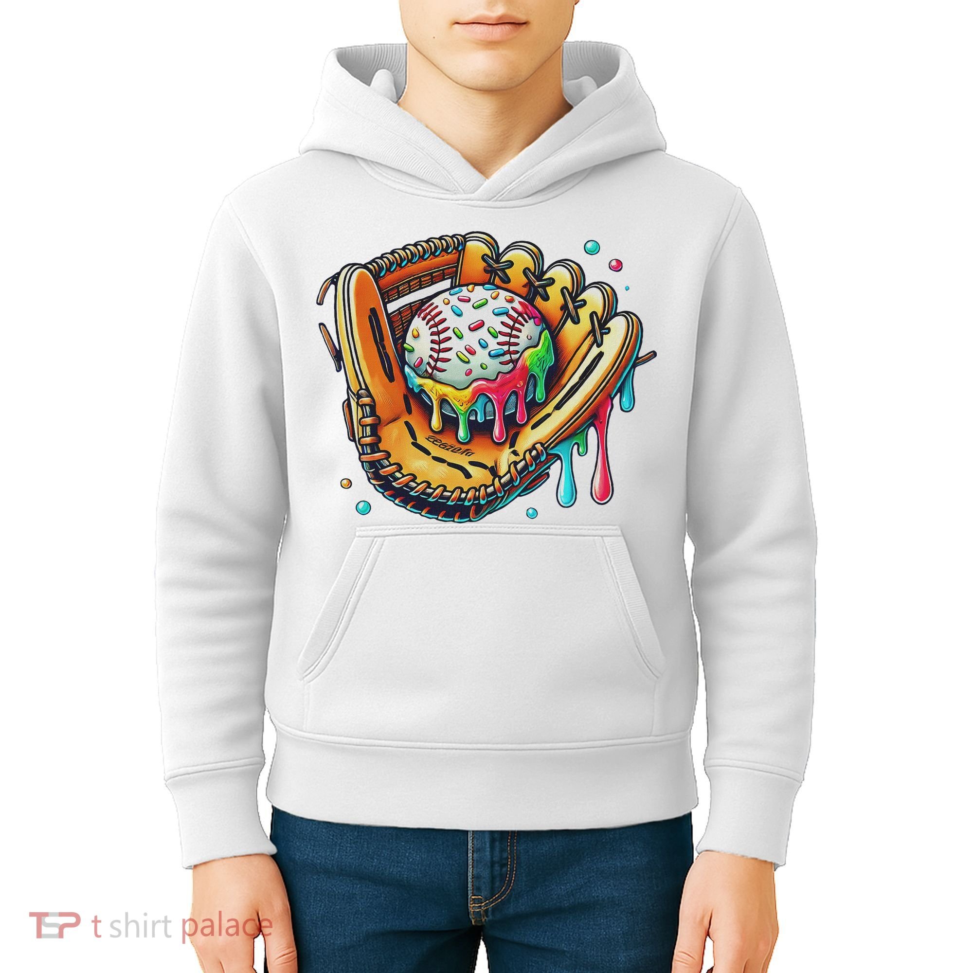 Cool Sport Baseball Glove Drip With Sprinkles Drip Kids Hoodie