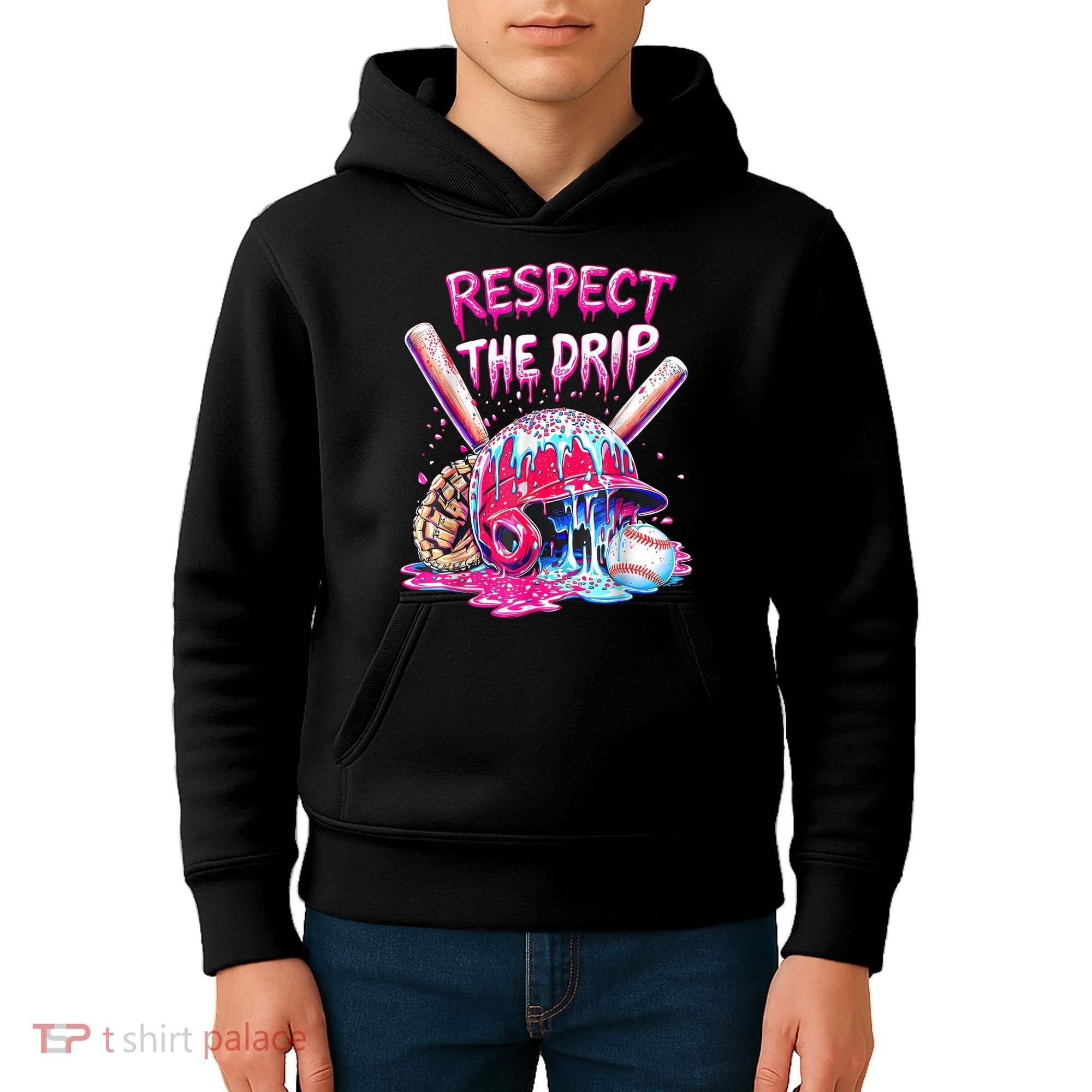 Cool Sport Baseball Home Plate Drip With Sprinkles Drip  Kids Hoodie