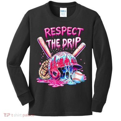 Cool Sport Baseball Home Plate Drip With Sprinkles Drip  Kids Long Sleeve Shirt